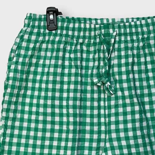 Woman Within Pull On Capri Pants Size 18WP Green Gingham Pocket 100% Cotton - Picture 5 of 11