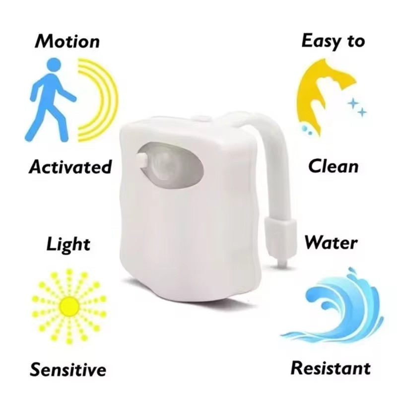 Mini LED Motion Sensor Toilet Light 16-Color Night Light for Bathroom Bowl