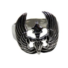Anillo Cruz Espada Ángel Acero Inoxidable Hombre, Talla 13