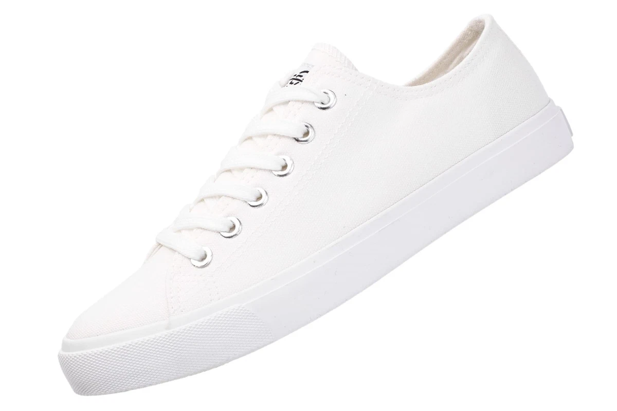 Fear0 Unisex True to Size All White Casual Canvas Sneakers Shoes