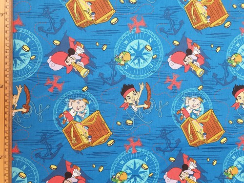 New JAKE AND THE NEVERLAND PIRATES FABRIC 100% COTTON METRE CAPTAIN HOOK GIFT - Picture 2 of 2