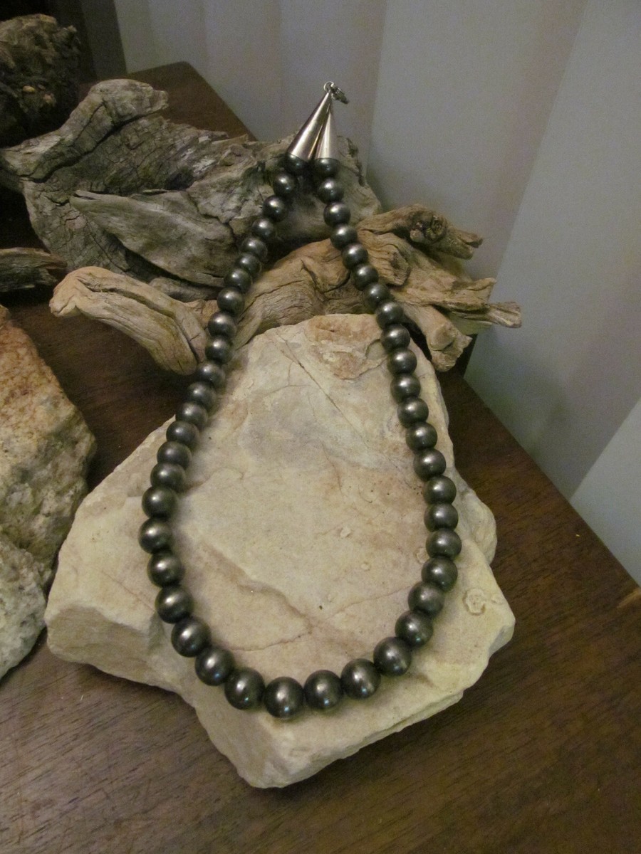 Vintage Navajo Sterling Silver 925 Ball bead Beaded Necklace 39.4g