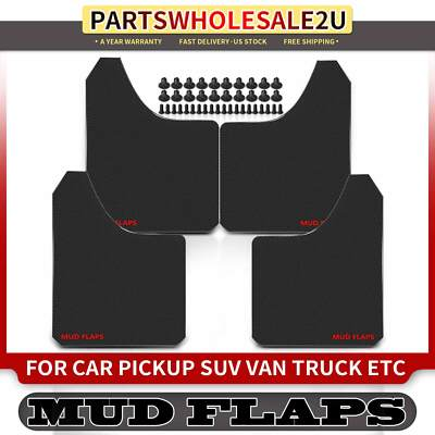 #ad #ad 4x Front amp; Rear Universal Splash Guards Mud Flaps Black Fender w Hardware $25.88