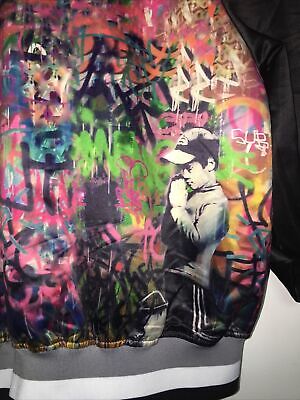 eleven paris LA Collection black graffiti zip Banksy bomber jacket ...