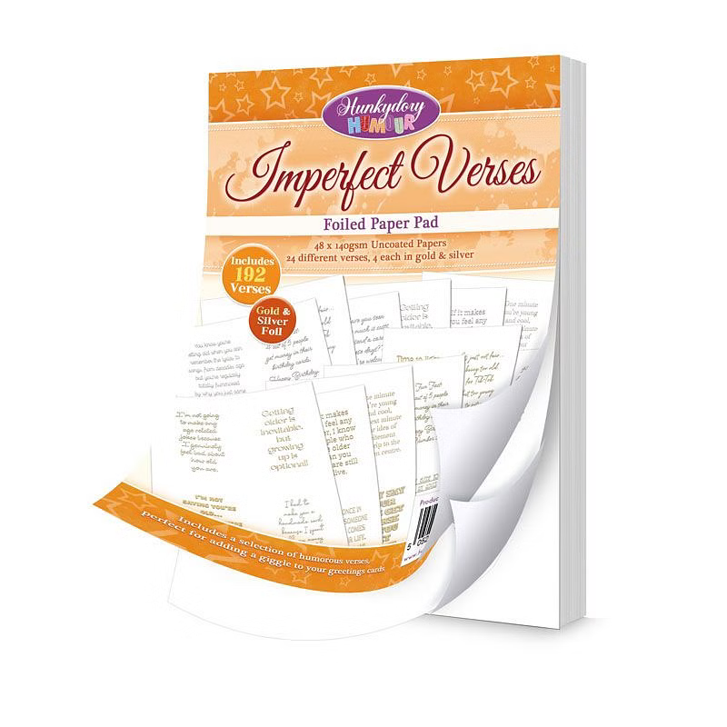 Hunkydory Humour - IMPERFECT VERSES  - Foiled Paper Pad - 192 Verses - VERSE108
