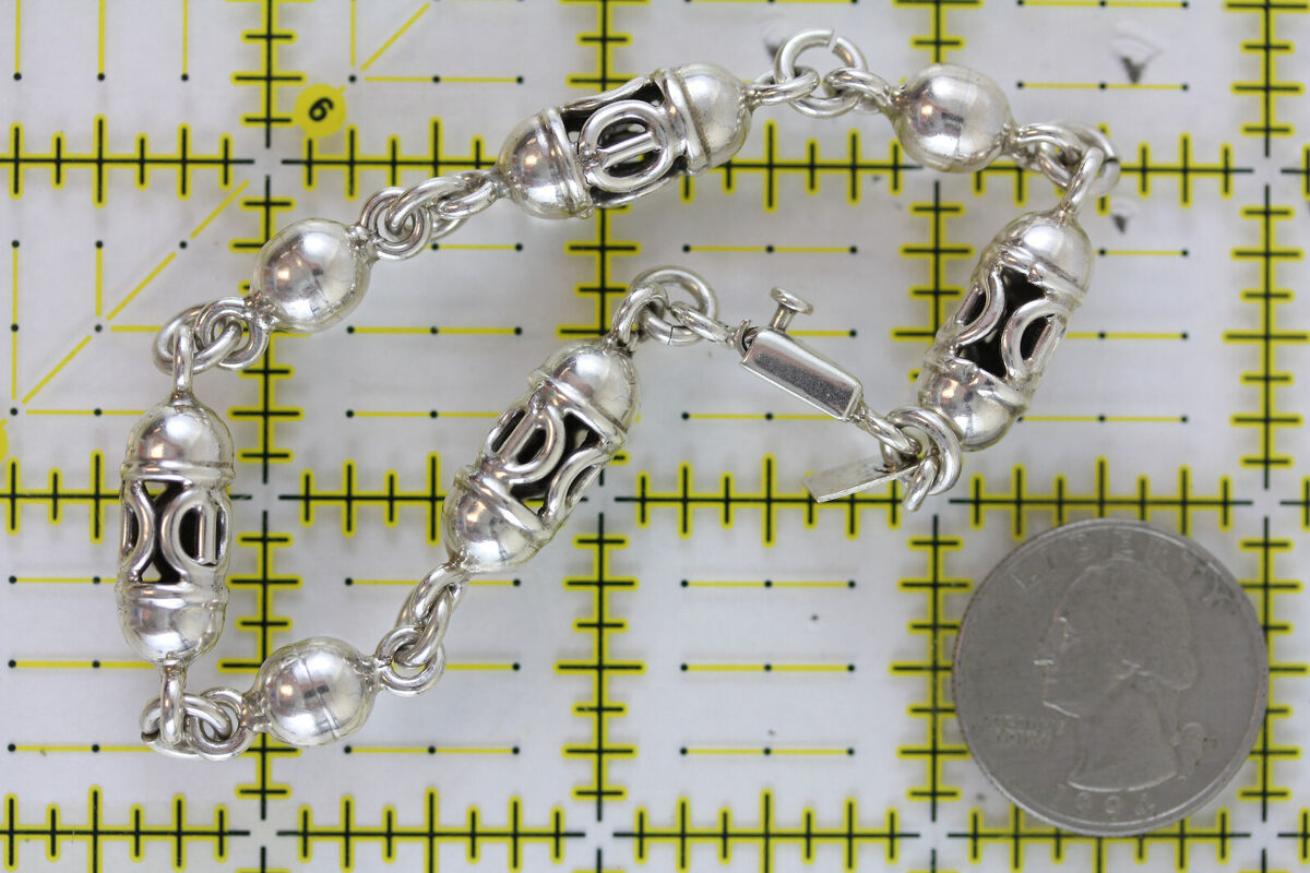 VINTAGE MEXICO CAGE STERLING SILVER 925 CHAIN LINK BRACELET VINTAGE MEXICO CAGE STERLING SILVER 925 CHAIN LINK BRACELET