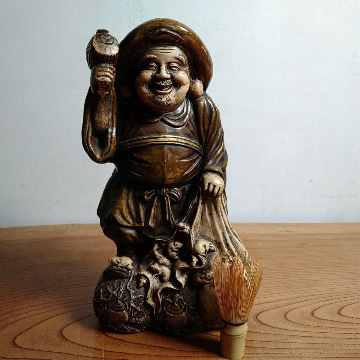 Japanese Porcelain Daikoku Statue 14.17inch Signed Fortune