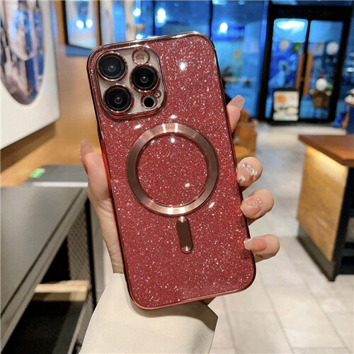 Glitter Bling Shockproof Magnetic Cover For iPhone16 15 14 13 12 11Pro+Lens Film - Picture 16 of 29