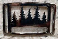GRIP6 BELT BUCKLE - NATURALIST UINTA / PINE TREES - BLACK CHROME - 1.5 INCH WIDE