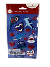 American Greetings Sharks Hearts 17 Vinyl 3D Stickers New in Package