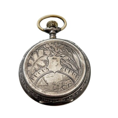 Ancre Ligne Droite Silver Pocket Watch Precision Straight Line Lever Engraved 2\