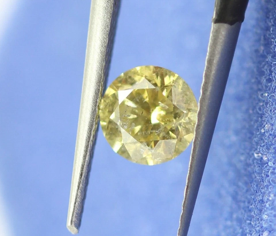 Anel unissex de diamante amarelo extravagante natural prata esterlina 925 tamanho 7 EUA 0,163 quilates - Imagem 2 de 4