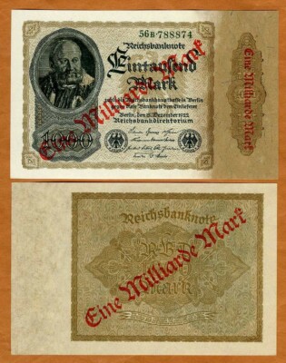 ドイツ　1000マルク 1922年 ドイツ 10億 1000000000マルク 1922年 ハイパー インフレ