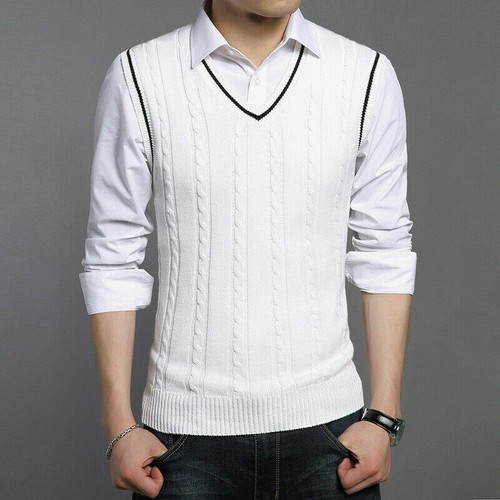 Men's Knitted Vest Sleeveless Sweater 