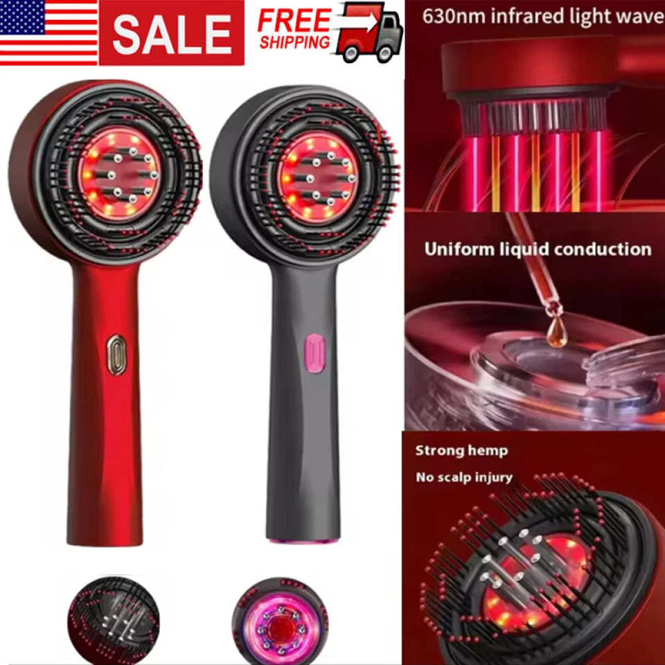 Electric Massage Comb Red Light Therapy Hair Oil Applicator Scalp Massager Brush - Image 2 of 4