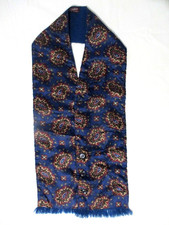 Vintage SAMMY Blue Paisley Satin Scarf Warm Lining Button Up Feature Mod Retro