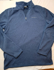Eddie Bauer Men's Blue 1/4 Zip Mock Neck Pullover Sweater Long Sleeve XL