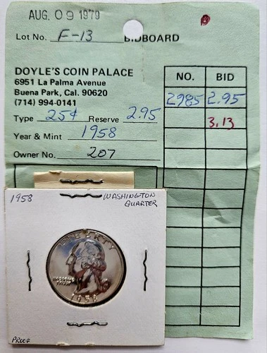 1958-P Proof Washington Quarter ~ 90% Silver