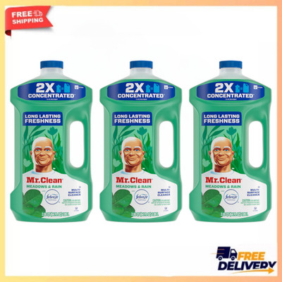 3 Pack Mr Clean Multi Surface Liquid Cleaner Meadows and Rain 64 oz 192 Total