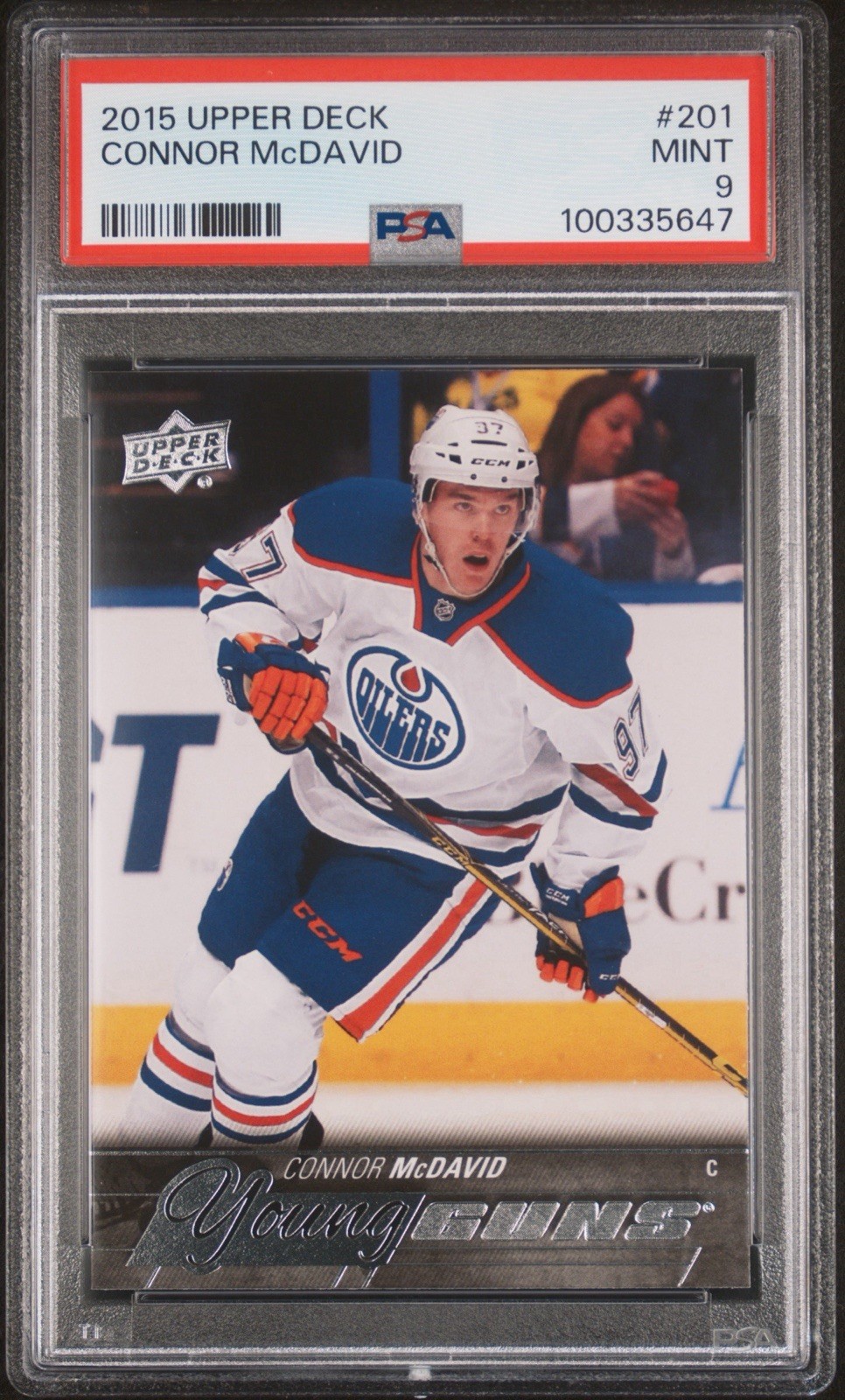 2015-16 Upper Deck Connor McDavid #201 Young Guns Rookie RC PSA 9 Oilers