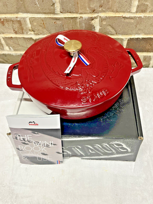French STAUB DRAGON Braiser Bordeaux Cranberry 2.5 qt Cast Iron