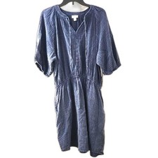 NWT a.n.a Cozy Blue Textured Midi Dress Short Sleeve With Pockets Size XXL