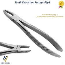 Tooth Extraction Forceps Fig.1 Dental Upper Molars Centrals Canines Incisors