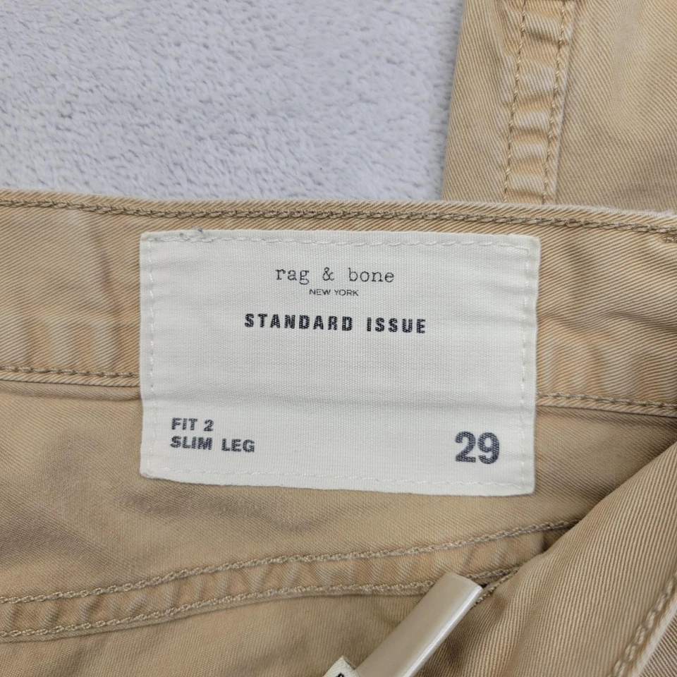 Rag Bone Pants Mens 29 Khaki Standard Issue Fit 2 Slim Leg Button Fly Chino Fade - Image 4 of 4