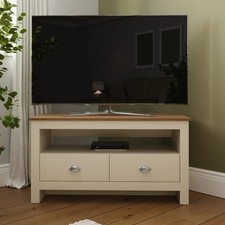 Cream and Oak 2 Drawer Corner TV Media Unit Lancaster Range Minor graded