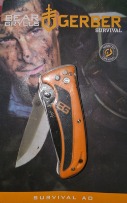 GERBER SURVIVAL UTILITY KNIFE BEAR GRYLLS Folding Knife, Assisted Opening