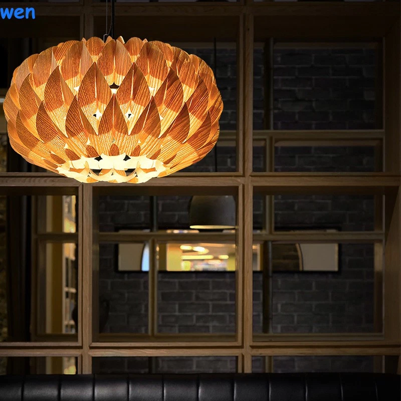 Lámparas de iluminación del sudeste asiático, lámparas de madera, lámparas de madera para dormitorio hotel Foto 2 de 4