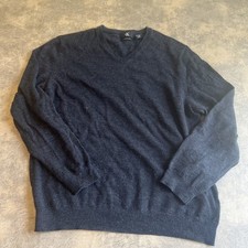 Calvin Klein Sweater Men's XL Gray Extra Fine Merino Wool V-Neck Pullover
