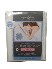 Queen Size Zippered Fabric Mattress Protector Cover 16" Depth Waterproof New