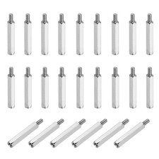 48pcs M3x25mm+6mm Nickel Plated Iron Male-Female Hex Standoff, Silver