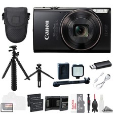 Canon PowerShot ELPH 360 HS A Black 128GB Ext Batt LED - ULTIMATE Kit