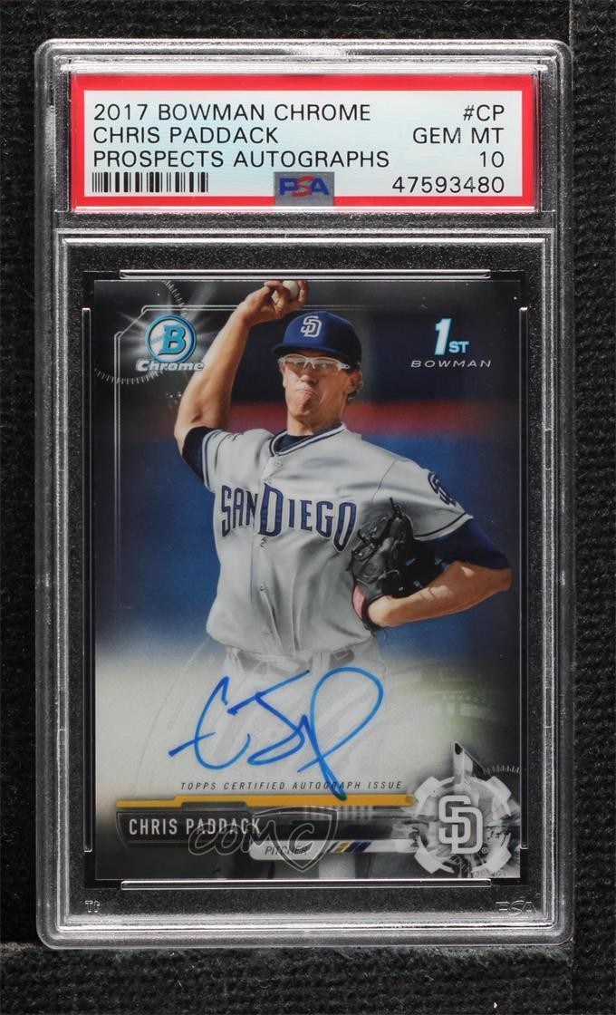 2017 Bowman Chrome Prospect Auto Chris Paddack #CPA-CP PSA 10 GEM MT Auto 5h4