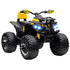 HOMCOM 12V Quad Bike ATV with LED Lights, Music, for Kids, Yellow