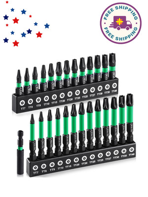 Impact Torx Bit Set TT7 TT40, S2 Steel Security Magnetic Bits with Case