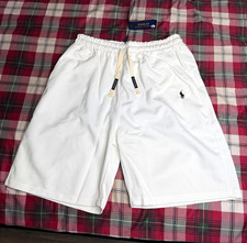 Polo Ralph Lauren Men's White Solid Athletic Shorts Drawstring Pockets