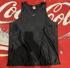 Vtg Nike Tank Top Men XL BLK Center Swoosh Team Sports Dazzle Jersey Made In USA