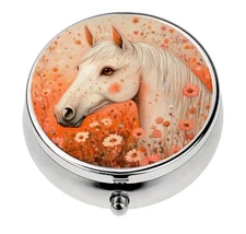 White Horse pill box medicine Trinket NEW Free Ship 2 Inch Stocking Stuffer 
