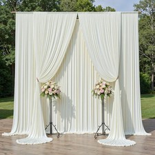30ftx12ft Ivory Backdrop Curtains for Wedding-Wrinkle Backdrops Curtain Drapes