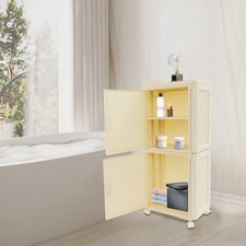 4-Tier Narrow Slim Storage Cabinet with Lockable Wheels Rolling Organizer Home