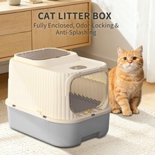Closed Cat Litter Box Fully Enclosed Odor-Locking Anti-Splashing Indoor Large