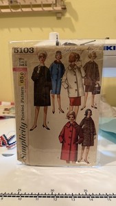 Vintage Simplicity Printed Pattern, Coat 5103, Size 12, Bust 32