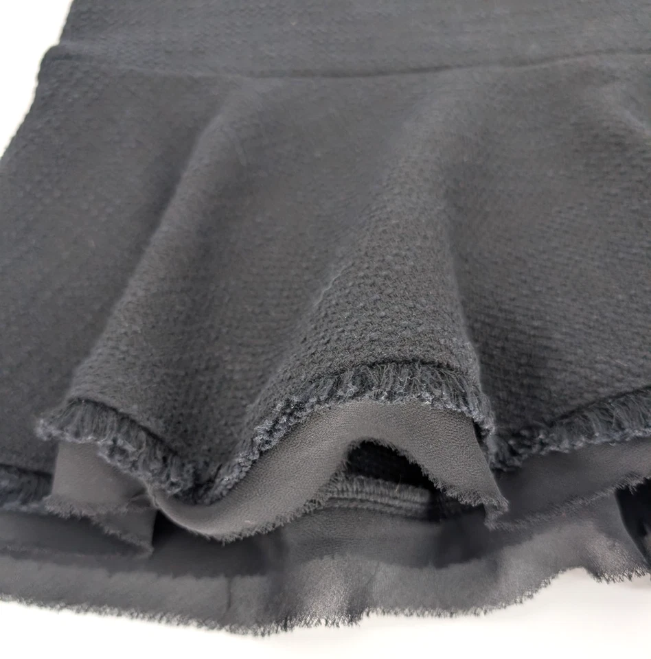 Falda Ann Taylor Negra Tweed Cintura Caída Gasa En Capas Preppy Peplum Talla 2 Foto 4 de 4