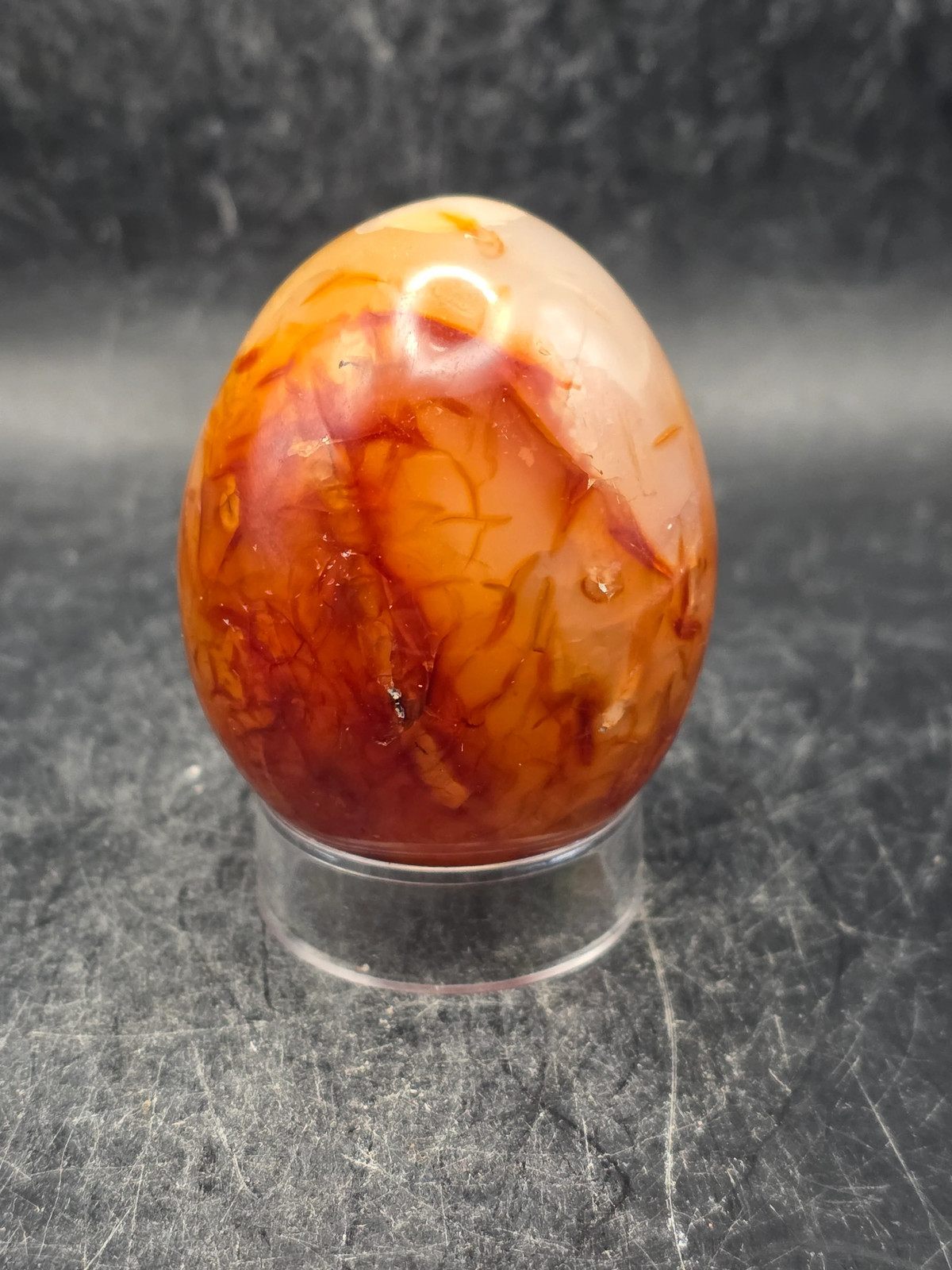 Druzy Carnelian agate egg! 4.5 ounces, 2 inches tall, 1.6