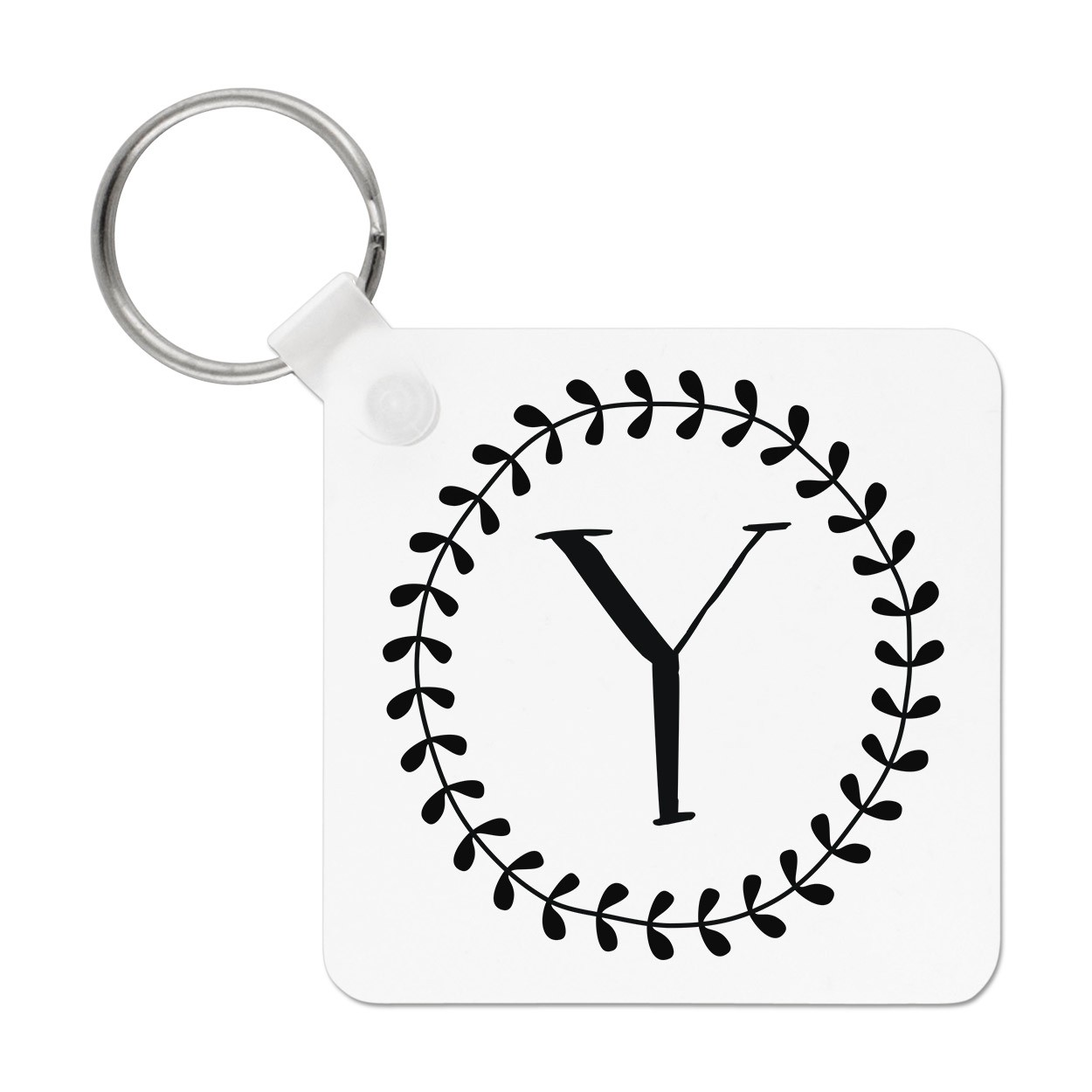 Letter Y Floral Wreath Alphabet Keyring Key Chain - Flowers