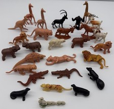 Vintage Animal Figurines Lot Mixed Plastic Zoo Safari Hong Kong USA
