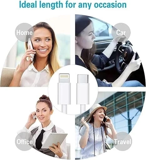 5 Pack  20W Power Adapter PD Charger USB-C to iPhone Cable For Apple 13 12 11 X - Image 3 of 4